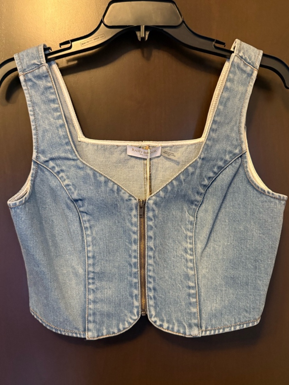 NWT Ramy Brook Denim Zip Up Crop Top